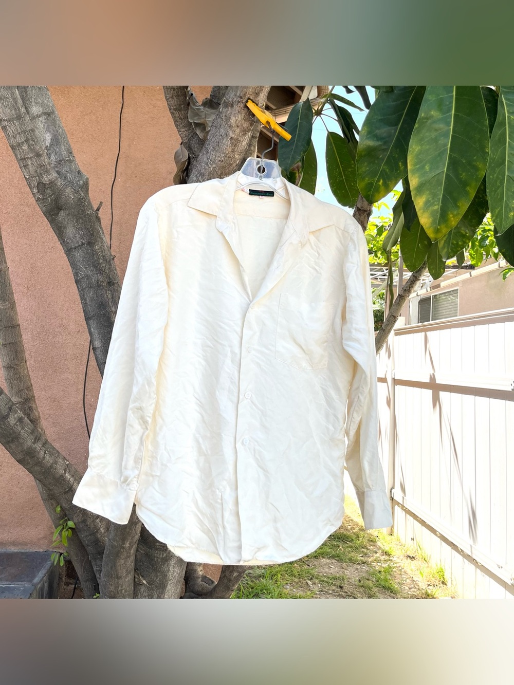 Vintage 1980s Abercrombie & Fitch Cream Oversized Button Down 100% Silk Top .